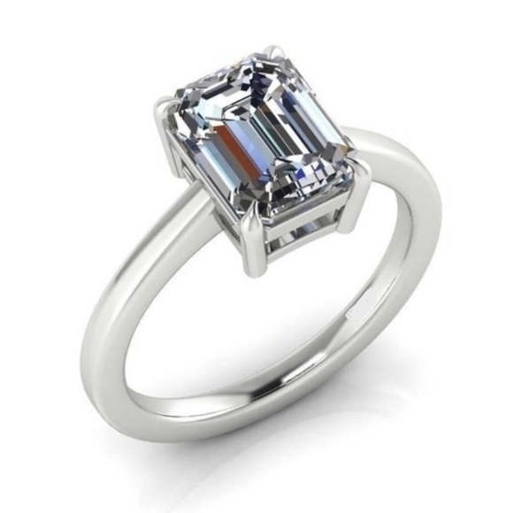 White Gold Princess Cut 2CT Stone Ring - Picture 2 of 4